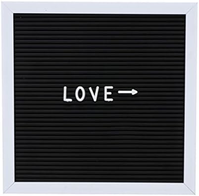 saingace(TM) Felt Letter Board 10'' x 10'',with 143 Letters,Numbers & Symbols, Changeable Wooden Sign Message Board,Oak Wood Frame, Home Office Decor (Black)