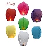 Nuluphu Flying Chinese Sky Lanterns, Wish Lights for Weddings, Birthdays, Memorials (Pack of 14) (Mix)