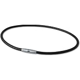 Phiten X50 High End Moda Deluxe Necklace - Faux Leather Necklace Cord with X50 Aqua-Titanium - Elastomer Core with Micro Titanium Spheres and Stainless Steel Clasp