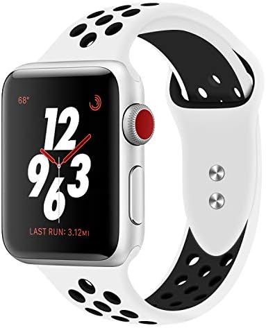 Straper For Apple Watch Strap 38mm 42mm, Premium Soft Silicone Watch Band Breathable Holes Replacement Wristbands for iWatch Apple Watch Strap Series 4, Series 3, Series 2 1 NIKE+ Sports and Edition