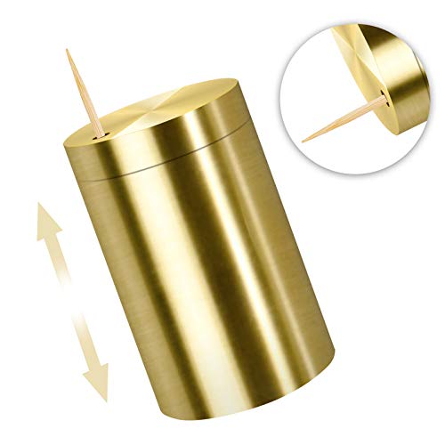 KClFSYMX Brass Toothpick Holder Dispenser, Modern Storage Holder with