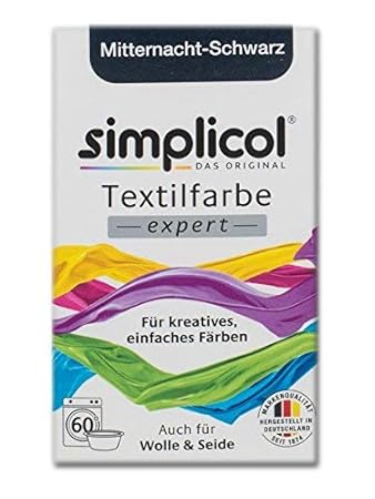 Simplicol Textilfarbe Expert für Kreatives, Einfaches Färben, Mitternacht-Schwarz 1718: Farbe für Waschmaschine Oder manuelle