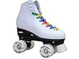 NEW! Epic Allure Twilight High-Top Quad Roller Skates w/ Rainbow Twilight LED Light Up Wheels & Pom Poms