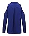 ZANZEA Women's Off Shoulder Turn Down Collar Loose Cut Out T-Shirt Tops Blouse (US 6, Blue)