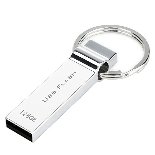 Metal thumb drive 128gb - silver with keychain design /…