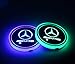 2pcs LED Car Cup Holder Lights for Mercedes Benz AMG, 7 Colors Changing USB Charging Mat Luminescent Cup Pad, LED Interior Atmosphere Lamp