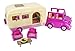 Li’l Woodzeez Happy Camper – Pink Toy Car with Family Caravan – 40 Pieces Playset with Toy Furniture, Food, and Kitchen Accessories – Gifts for 3+ Years