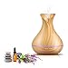 OliveTech Essential Oil Diffuser,Wood Grain 400ml Ultrasonic Cool Mist Humidifier with Waterless Auto Shut-Off and BPA-Free for Home Office Bedroom Baby Room