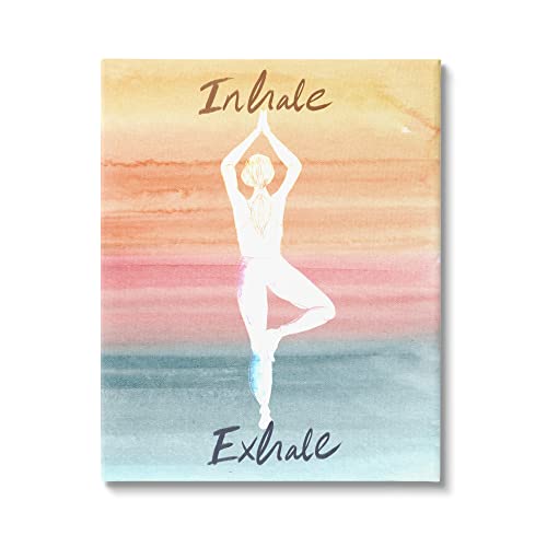 Stupell Industries Inhale Exhale Soothing Yoga Pose Watercolor Effect, Design b…