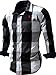 Neleus Men's Long Sleeve Button Down Plaid Shirts,112,Black,M,Tag L