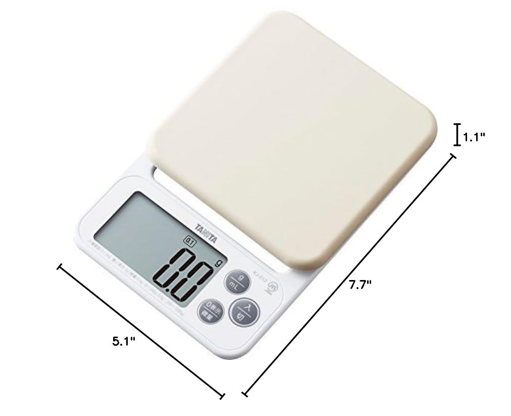 TANITA KJ-212 WH Cooking Scale with Removable and Washable Silicone Cover, Measures Up to 4.4 lbs (0.1 g) Units,