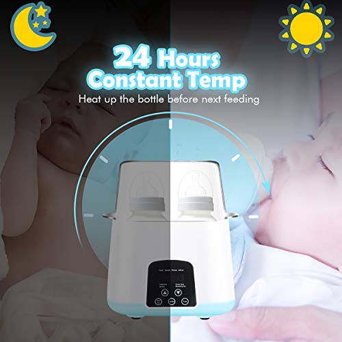 Baby Bottle Warmer, Bottle Steam Sterilizer 5-in-1 Smart Thermostat Double Bottle Baby Food Heater For Breast Milk Or Formula,Intelligent LED Panel Control Real-time Display Of Fast Warming