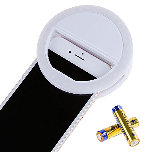Lictin 36 LED Clip-on Selfie Cellphone Ring Light, Supplementary Lighting Night Selfie Enhancing with 3 Level Brightness for Smartphone and 2 Pieces AAA batteries (white)