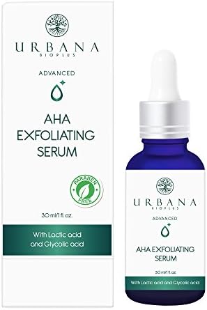URBANA BIOPLUS Advanced AHA Exfoliating Serum, Face Facial Skin Rejuvenation Glycolic Lactic Acid Healthy Anti Aging Acne Wrinkle Fine Lines Discoloration Beauty Skincare Women, 30 ml / 1 fl oz