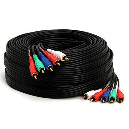 CMPLE 5-RCA Male to 5RCA Male RGB Component Audio Video Cable for HDTV - Gold Plated RCA to RCA - 75 Feet, Black