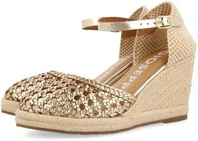 SERIGNAN Damen Sandalen mit Keilabsatz, Platin, 39 EU, Platinfarben, 39 EU