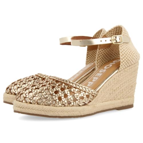 SERIGNAN Damen Sandalen mit Keilabsatz, Platin, 39 EU, Platinfarben, 39 EU