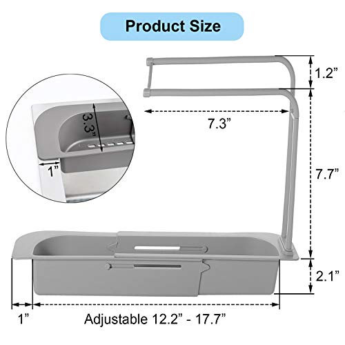 Telescopic Sink Holder, Searik Expandable Storage Drain Rack Basket Sink Organizer Adjustable Sponge Soap Brush Holder… - Image 3