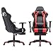 Gaming Chair Office Desk Chair High Back Computer Chair Ergonomic Adjustable Racing Chair Executive PC Chair with Headrest,Massager Lumbar Support & Retractible Footrest (Red)
