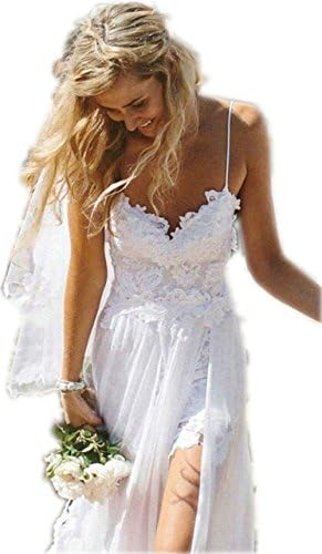 Charmingbridal Spaghetti Backless Lace Beach Wedding Dresses 2017 Formal Gowns