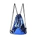 Tinksky Portable Sequin Drawstring Bag Backpack for Sports Outdoor Travel Pack (Blue)