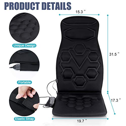 Relief Expert Car Seat Back Massager Chair Pad with 10 Motors, Heat, 5 Modes for Car, Home, Office - Thumbnail 4