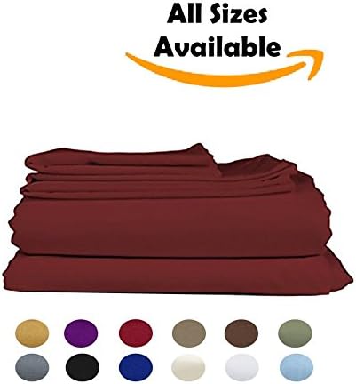 Roze Linen "Mega Sale" 600 Thread Count Hotel Series Sheet Set 4-Piece ( Size : RV 42 X 80 ) Solid Pattern ( Burgundy ) Fit Up to 5-6" inches Depth !! 100% Egyptian Cotton !!