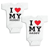 Baby Bodysuits I Love Daddy Mom Unisex Short Sleeve 100% Cotton Undershirt Gift Newborn Friend(DM-L)
