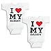 Baby Bodysuits I Love Daddy Mom Unisex Short Sleeve 100% Cotton Undershirt Gift Newborn Friend(DM-L)