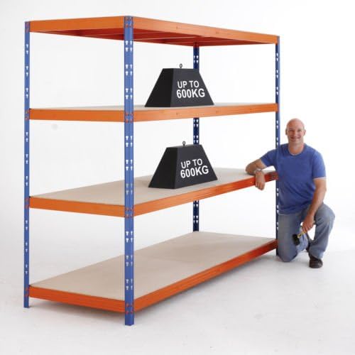 Pro Heavy Duty Industrial Boltless 4 Tier Steel Shelving Rack Unit