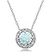 Ice Gems Sterling Silver Created White Opal and White Topaz Round Halo Necklace