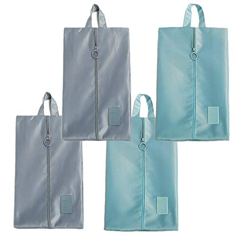 ZAIXU Portable Nylon Travel Shoe Bags with Zipper Closure (Blue and Gray, Set of 4pcs) - Thumbnail 7