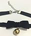 AnVei-Nao Vintage Lolita Cosplay Gothic Black Velvet Bow Bell Choker Necklace