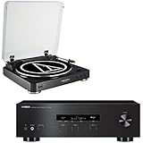 Yamaha R-S202 Bluetooth Stereo Receiver with Audio Technica AT-LP60-USB USB &amp; Analog Stereo Turntable (Black)