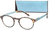 Round Retro Lightweight Women's Reading Glasses with Soft Case By ICU