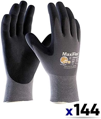 MaxiFlex Ultimate ATG 34-874 LARGE / 34-874 Seamless Knit Nylon/Lycra Glove with Nitrile Coated icro-Foam Grip on Palm and Fingers (144 PACK)