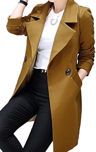 Doufine Womens Stylish Double-breasted Outerwear Slim Fit Blazer Brown XS