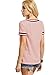 ROMWE Women's Casual Short Sleeve Cute T-Shirt V-Neck Summer Cotton Tops Pink L