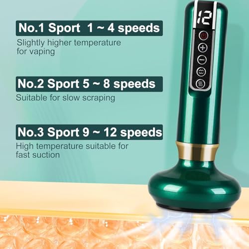 Handheld Cellulite Massager,Portable Smart Cupping Therapy Massager,Rechargeable & Cordless Electric Cupping Therapy Set with Heating,Relieves Muscle Neck Shoulder Back Aches(Green)
