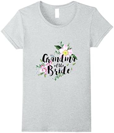 Womens Floral Grandma of the Bride Bridal Party T-Shirt Large Heather Grey