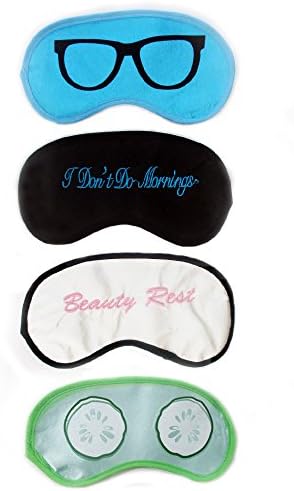 4 Pc Silk Embroidered Eye Mask Sleeping Blindfold Cover Shade Travel Rest Sleep