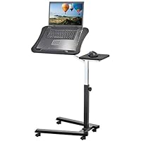 Tatkraft Joy Height Adjustable Laptop Stand with Mouse Pad, Sturdy and Portable, Mobile Ergonomic Laptop Desk Table, Black