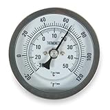 Bimetal Thermom, 3 In Dial, -20 to 120F
