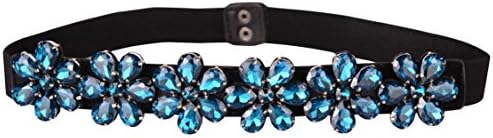 SanJL Women's Crystal Beaded Stretch Belts for Birthday Gifts