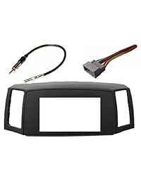 Double Din Navigation Radio Bezel Dash Install Kit with Standard Wiring Harness and Antenna Adapter   GREY Fitted For Jeep Grand Cherokee 2005 2007