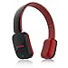 Antopos Bluetooth Kids Headphones, FM Hi-Fi Stereo Wireless Foldable Headset with Built-in Mic and Volume Control for Cell Phone/TV/PC (Red in Black)