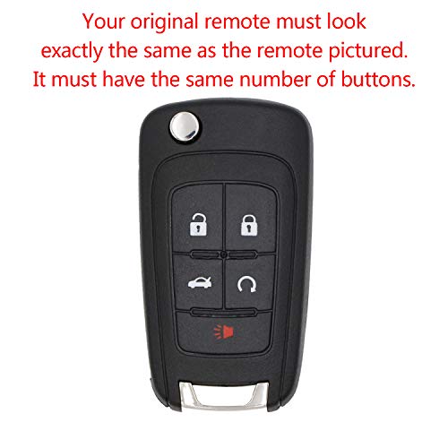 Keyless Remote 5 Button Flip Car Key Fob for Vehicles That Use FCC OHT01060512 Replacement for part numbers: 13504199, 20979468, 13574863, 13500221, 5912545 Fits 2010-2017 Buick Allure Encore Lacrosse