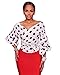 Women's Elegant V Neck Wrap Long Puff Sleeve Polka Dots Blouse Shirt Tops with Belt White, X-Large