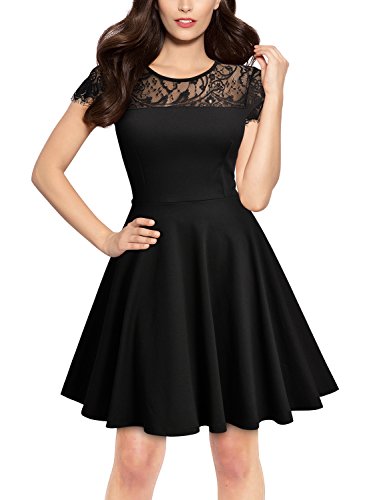 miusol women's retro floral lace slim evening cocktail mini dress Lace Wedding Dress A-Line Off Shoulder Applique Long Sleeve Bridal Gow main image 1