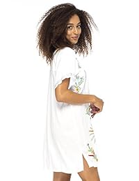 Back From Bali - Vestido corto para mujer, bordado mexicano, manga corta